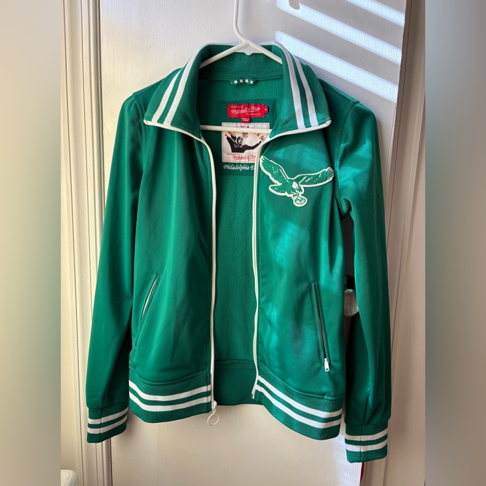 Philadelphia eagles Mitchell & ness throwback zip up jacket SMALL Kelly green